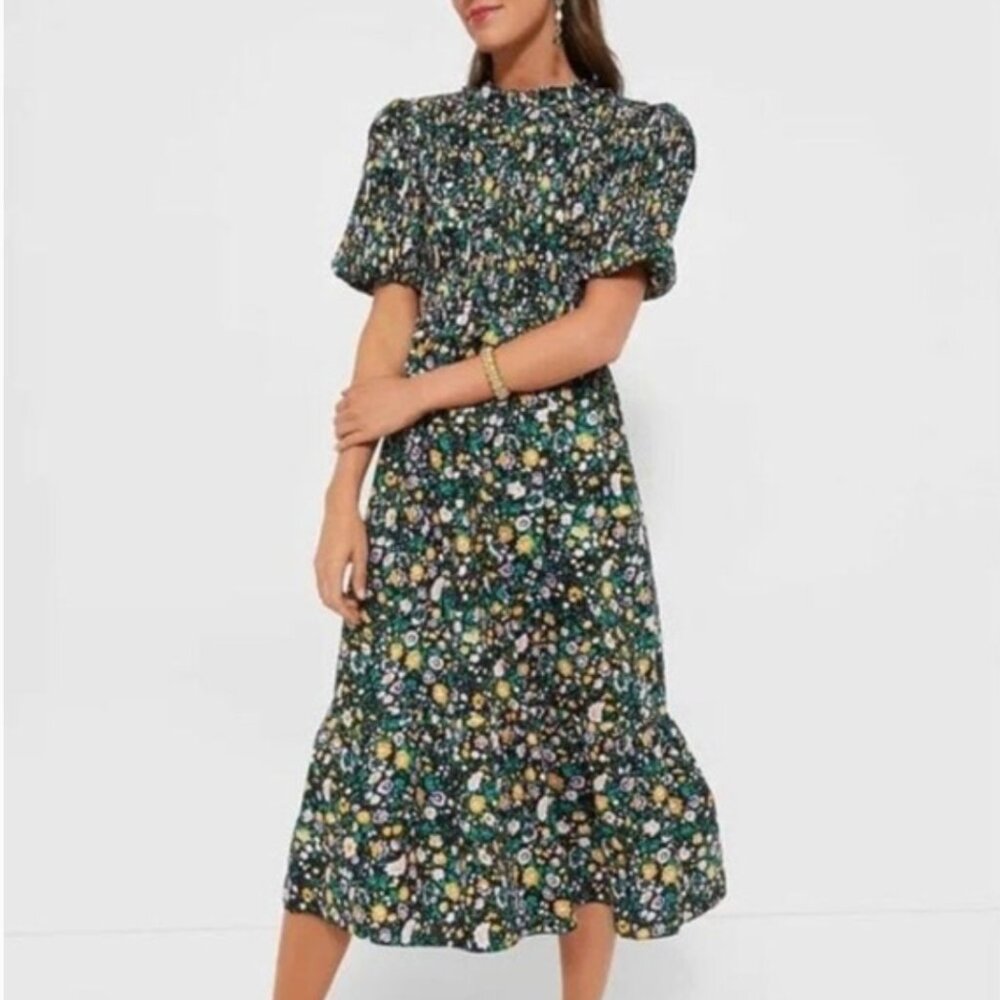 Tuckernuck Floral Midi Dress - Black and Multicolor